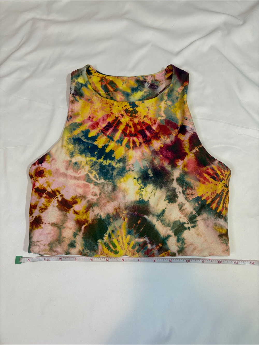 Tie Dye Long Line Sports Bra Racerback Colorful Color Sun Burst Tiedye Active